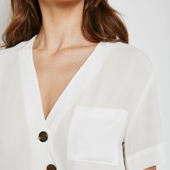 NEW Topshop Asymmetric Button Down Wrap Shirt / Top - White - Picture 4 of 6